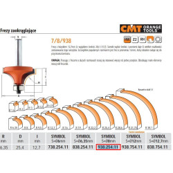 938.254.11 CMT HM R 6,35 D 25,4 I 12,7 S 8 SUAPVALINIMO FREZOS SU GUOLIU