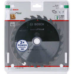 2608837708 BOSCH STANDARD WOOD ACCU pjūklo diskas 190x30x24z