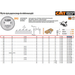 292.165.40M CMT HM pjūklo diskas 165x30x2,6/1,6 Z 40 Pjovimas, apdaila
