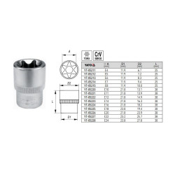 YT-05224 YATO TORX LIZDAS 1/2" E16 05224