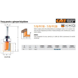 912.160.11B CMT FREZOS HM D 16 I 31,7 L 60 S 8+VIRŠUTINĖ LOVA TIESI, SU VIRŠUTINIU GUOLIU.