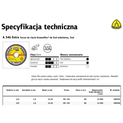 340938 K.TARCZA MET 125mm x 1,6mm x 22,2mm  A346 Extra