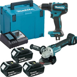 DLX2284J1 MAKITA 18V KOMBINUOTAS RINKINYS DLX2284J1 DDF485 + DGA504 3x3.0Ah