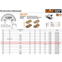 291.210.36M CMT HM 210x30x2,8/1,8 pjūklo diskas su 36N išilginiams ir skersiniams pjūviams