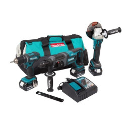 DLX3078TX1 MAKITA 18 V KOMBINUOTAS RINKINYS DLX3078TX1 (DDF482+DGA504+DHR241) 3x5.0 BAG