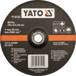 YT-6125 YATO METALO ŠLIFAVIMO DISKAS 230*6.0*22 6125