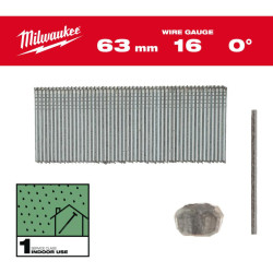 4932498317 MILWAUKEE 16G/63mm/0° kaiščiai, skirti M18 FN16GS /2500vnt.