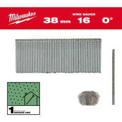 4932498314 MILWAUKEE 16G/38mm/0° formos, skirtos M18 FN16GS /2500vnt.