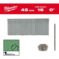 4932498315 MILWAUKEE 16G/45mm/0° formos, skirtos M18 FN16GS /2500vnt.