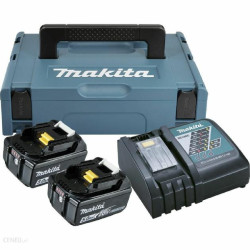 197624-2 MAKITA 18 V maitinimo šaltinio komplektas 2x5,0Ah (BL1850Bx2+DC18RC) MAKPAC
