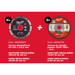 4932478956 MILWAUKEE DIAM. SEG. DU 125mm/5vnt +3x METAL CUTTING DIAMOND PRO+ 125