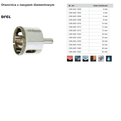 CON-AOD-1012 DREL DIAMOND SURFACE CORE 12 mm