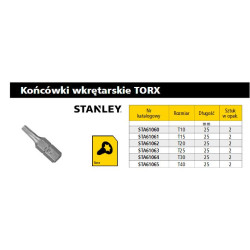 STA61060-XJ STANLEY KOŃCÓWKA TORX T10 x 25mm /2szt.