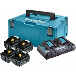198091-4 MAKITA 18V akumuliatorių ir kroviklio rinkinys 4x6.0Ah (BL1860Bx4+DC18RD) MAKPAC