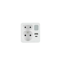 W-72022 DVIGUBAS JUNGTIS SU LAMPU 1x USB + 1x USB C