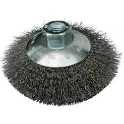 370724 K.Conical smailiojo šlifavimo diskas 125mm M14 BK600W W Wavy Wire