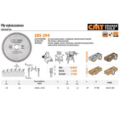 285.072.13M CMT HM pjūklas 315x30x3.2/2.2 Z 72N ... KRYŽMINIS PJOVIMAS, APDAILA