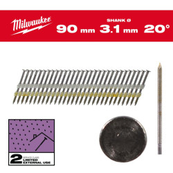 4932492594 MILWAUKEE PIERCE veržlės 2.8 x 90mm /1750vnt. SKIRTI M18 FFN21 CINKUOTI