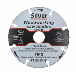10286 UNIVERSAL sukepinto karbido diskas 115 mm / sidabrinis