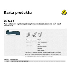 KBCS411Y12050x460 KLINGSPOR ELEKTRONINIAI RIEDILIAI CS411Y 50mm x 460mm gr.120 /10vnt. NERŪDIJANTIS PLIENAS