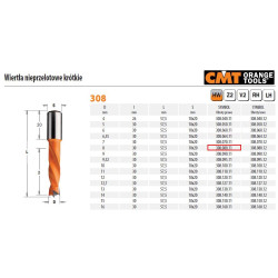 308.080.11 CMT HW NP grąžtas D 8 I 30 L 57,5 S 10x %%20 RH