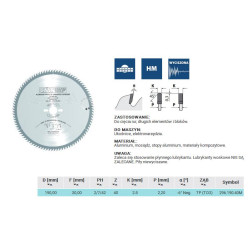 296.190.40M CMT PIŁA HW D 190 F 30 Z 40 K 2,8/2,2 ALUMINIUM, MOSIĄDZ, KOMPOZYT