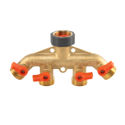 BR-S3034 4 krypčių skirstytuvas GW 3/4" x GZ 3/4" žalvaris su minkštaisiais vožtuvais iš žalvario