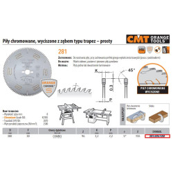 281.696.12M CMT HM Pjūklo pjūklas 300x30x3,2/2,2 Z 96 COMBI3 CHROM, TRAPEZ TINE, LAMINATAS. ...