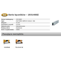 1931400Z BOSTITCH sąvaržėlės 93 14 mm 10M 4,8 mm pločio