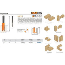 911.080.11 CMT FREZA HM D 8 I 20 L 48 S 8 TIESI, TRUMPA.