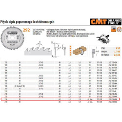 292.216.64M CMT HM pjūklas 216x30x2,8/1,8 Z 64 Pjovimas, apdaila