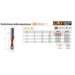 310.050.41 CMT NP HW grąžtas D 5 I 27 L 57,5 S 10x2 7 Trumpas, NEPROTEKTINIS, XTREME...