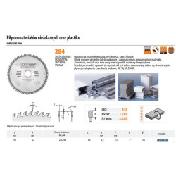 284.080.10P CMT HM 250x32x3,2/2,5 Z 80 pjūklo diskas, skirtas spalvotosioms medžiagoms ir plastikams....