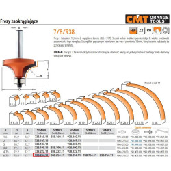 738.254.11 CMT HM FREZAVIMO ANTGALIS R 6,35 D 25,4 I 12,7 S 6... SUAPVALINIMO FREZOS SU GUOLIU.