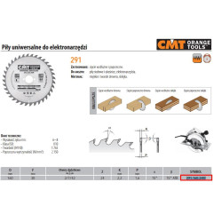 291.160.24M CMT HM pjūklo diskas 160x30x2,6/1,6 Z 24 Pjauti į ilgį ir skersai.