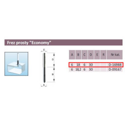 D-16988 Tiesus pjaustytuvas ALUMINIUMAS 6/18/6 mm