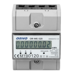 OR-WE-520 ORNO trifazis elektros skaitiklis, 80 A, MID, 3 moduliai, DIN TH-35mm