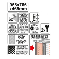 YT-0902 YATO DIRBTUVIŲ SPINTELĖ 6 STALČIŲ 0902