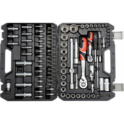 YT-12681 YATO VERŽLIARAKČIŲ RINKINYS 1/4" , 1/2" 94 elementai.  12681