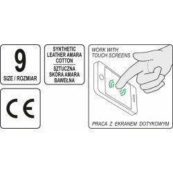 YT-74651 YATO SINTETINĖS ODOS DARBO PIRŠTINĖS AMARA SMARTFON SUPPORT DYDIS. 8