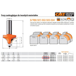 980.502.11 CMT HM FREZOS R 6,25 D 25,4 I 12,7 S 12.. KIETŲJŲ MEDŽIAGŲ APVALINIMO FREZOS.