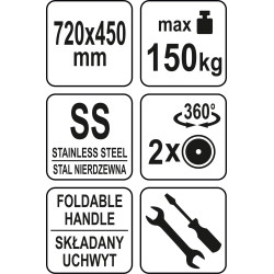 YG-09080 "YATO" SULANKSTOMAS PLATFORMINIS VEŽIMĖLIS INOX