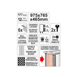 YT-55300 YATO dirbtuvių spinta + 177 vnt. ĮRANKIAI