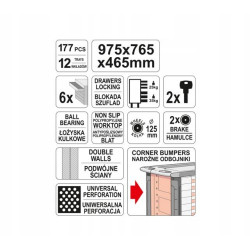 YT-55300 YATO dirbtuvių spinta + 177 vnt. ĮRANKIAI