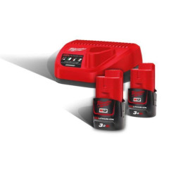 4933451902 MILWAUKEE ENERGIJOS RINKINYS M12 NRG-302 (2 X 3.0 AH AKUMULIATORIAI IR ĮKROVIKLIS)