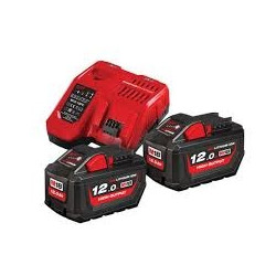 MEZESTAW03 MILWAUKEE AKUMULIATORIŲ KOMPLEKTAS M18 HB12 2 X + ĮKROVIKLIS M12-18FC