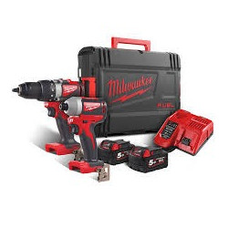 ZES000447Z MILWAUKEE AKUMULIATORIŲ KOMPLEKTAS M18 BLPP2B2-502X 2 X 5.0 AH (M18 BLDD2 + M18 BLID2)