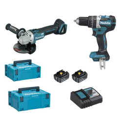 DLX2210TJ1 MAKITA 18V rinkinys DLX2210TJ1 (DHP484Z+DGA506Z) 2x5.0Ah