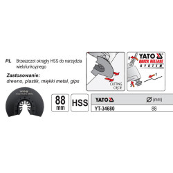 YT-34680 YATO APVALŪS AŠMENYS, SKIRTI HSS DAUGIAFUNKCINIAMS ĮRANKIAMS 34680