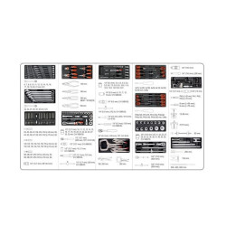 YT-55293 YATO 7-DRAWER CARD + TOOLS 165 vnt. 55293